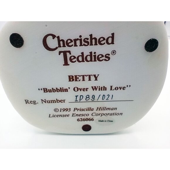 Cherished Teddies Betty Bubblin Over With Love Vintage 1993 Enesco Bear 626066 - Picture 2 of 13